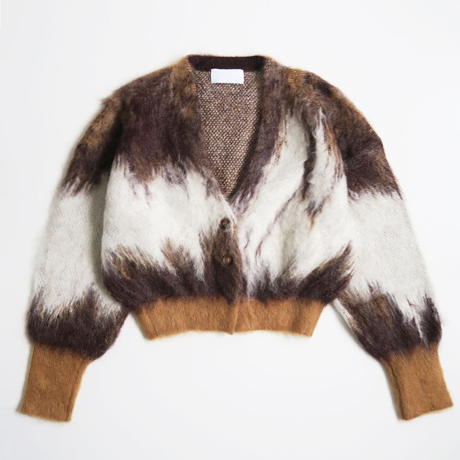 【Mame Kurogouchi/マメ】<br>Drip Glaze Pattern Mohair Knitted Cardigan <br>MM24FW-KN065