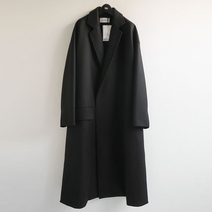 美品 THE RERACS ウール100％ メルトンロングコート ブラック黒 THE RERACS/ザ・リラクス】RERACS LOOSE CHESTER COAT 26FW-RECT-535L