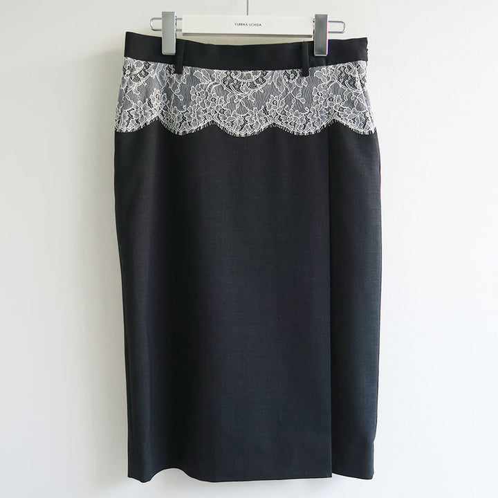 フミカウチダ fumika uchida 34size FUMIKA UCHIDA/フミカウチダ】SUITING LACE WAIST MIDI SKIRT W