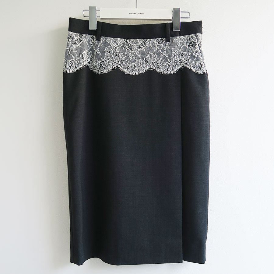 【FUMIKA UCHIDA/フミカウチダ】 <br>SUITING LACE WAIST MIDI SKIRT <br>W-SK003