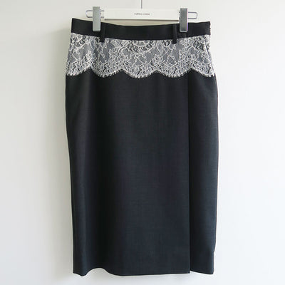 【FUMIKA UCHIDA/フミカウチダ】 <br>SUITING LACE WAIST MIDI SKIRT <br>W-SK003
