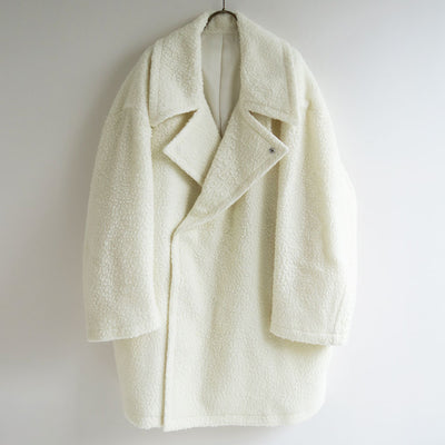 【RYU KAGA/リュウ カガ】<br>Wool boa oversized pea coat <br>85RC03D