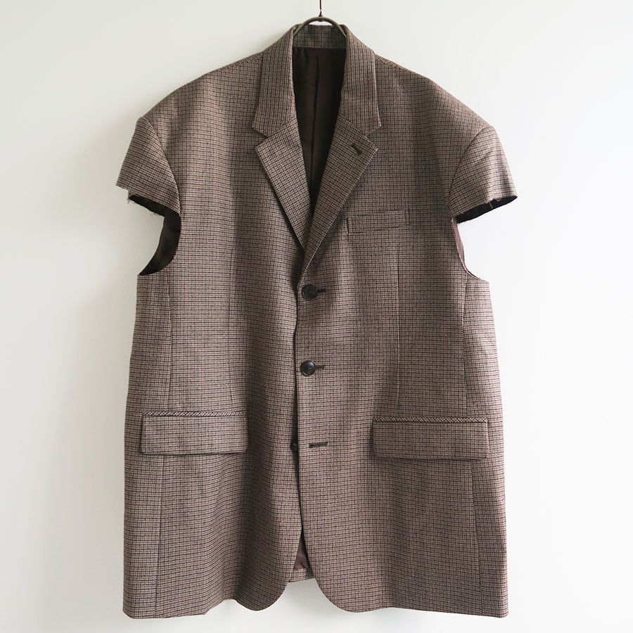 【RYU KAGA/リュウ カガ】<br>Wool flannel cropped chesterfield vest <br>85RC01D