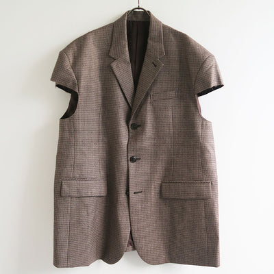 【RYU KAGA/リュウ カガ】<br>Wool flannel cropped chesterfield vest <br>85RC01D