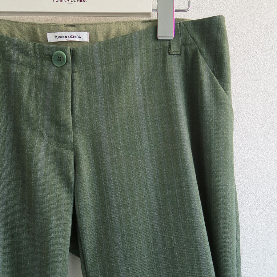 小物 fumika uchida stripes waist support FUMIKA UCHIDA/フミカウチダ】Striped Wool Suiting low-waist Slacks