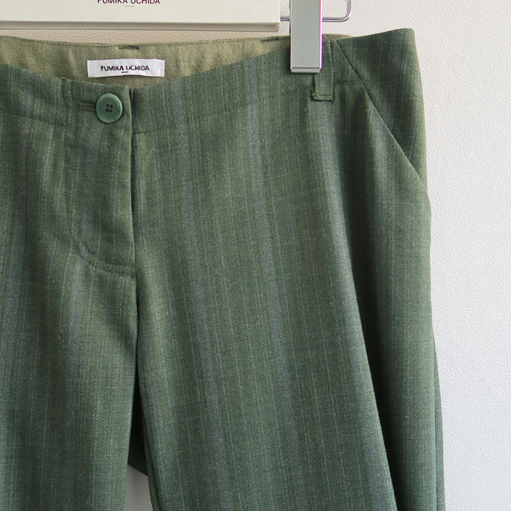 FUMIKA_UCHIDA ラフィアパンツ RAFFIA SLACKS 36 FUMIKA UCHIDA/フミカウチダ】Striped Wool Suiting low-waist Slacks