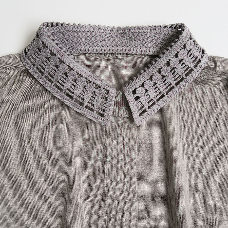 【Mame Kurogouchi/マメ】<br>Detachable Embroidery Collar Knitted Cardigan <br>MM24FW-KN032