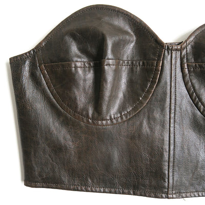 【INSCRIRE/アンスクリア】<br>Fake Leather Bra Top <br>I24AW-BL47B