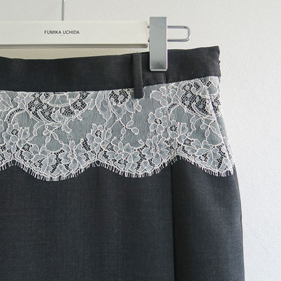 【FUMIKA UCHIDA/フミカウチダ】 <br>SUITING LACE WAIST MIDI SKIRT <br>W-SK003