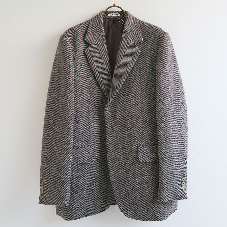 【AURALEE/オーラリー】<br>LAMA SHETLAND WOOL TWEED OVER JACKET <br>A24AJ06LS