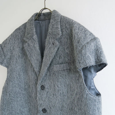 【RYU KAGA/リュウ カガ】<br>Mohair shaggy cropped chesterfield vest <br>85RC02D