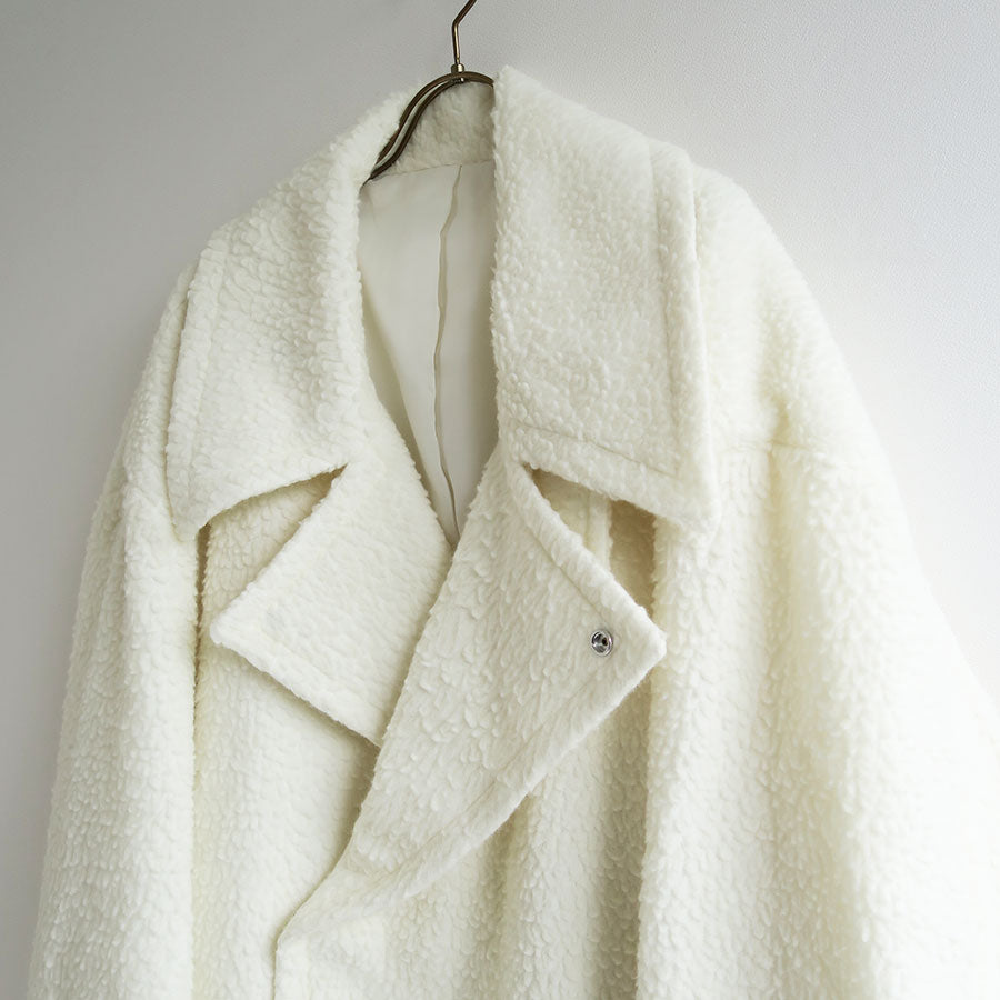 【RYU KAGA/リュウ カガ】<br>Wool boa oversized pea coat <br>85RC03D