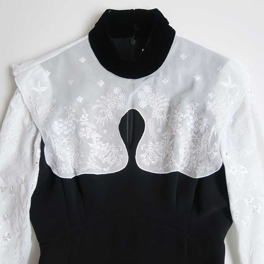 Mame Kurogouchi/マメ】Triacetate Georgette Embroidery Collar Dress