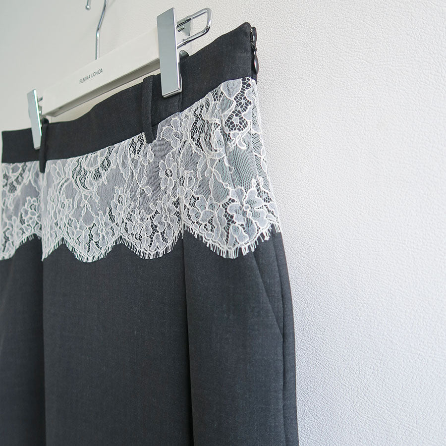 【FUMIKA UCHIDA/フミカウチダ】 <br>SUITING LACE WAIST MIDI SKIRT <br>W-SK003