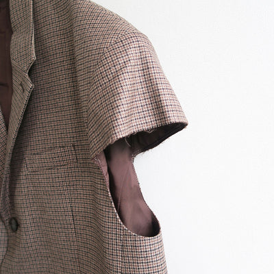 【RYU KAGA/リュウ カガ】<br>Wool flannel cropped chesterfield vest <br>85RC01D