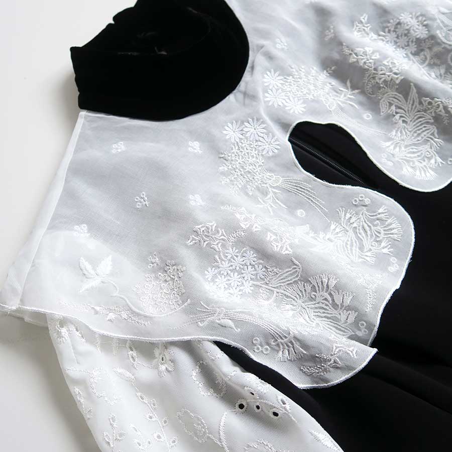 【Mame Kurogouchi/マメ】<br>Triacetate Georgette Embroidery Collar Dress <br>MM25FW-DR102