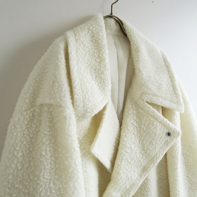 【RYU KAGA/リュウ カガ】<br>Wool boa oversized pea coat <br>85RC03D