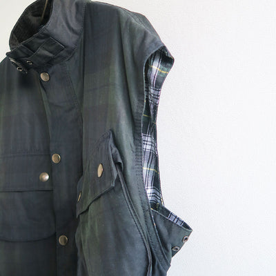 【FUMIKA UCHIDA/フミカウチダ】 <br>OILED TARTAN PLAID SLEEVELESS HUNTER COAT <br>U-OT001