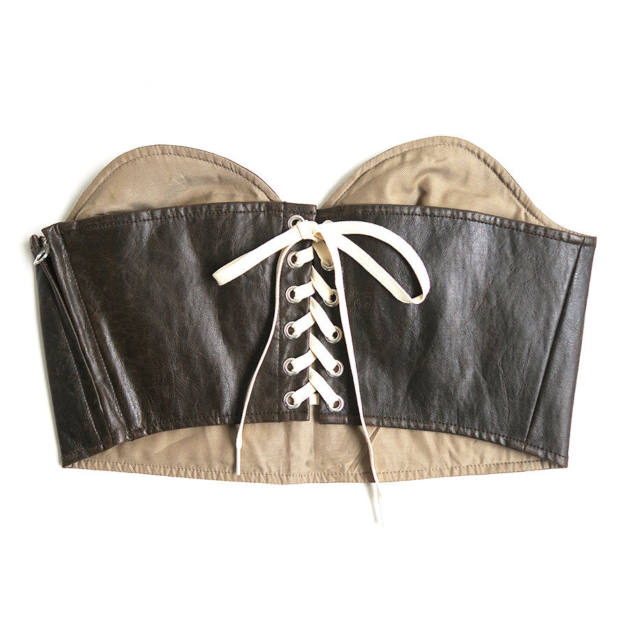 【INSCRIRE/アンスクリア】<br>Fake Leather Bra Top <br>I24AW-BL47B