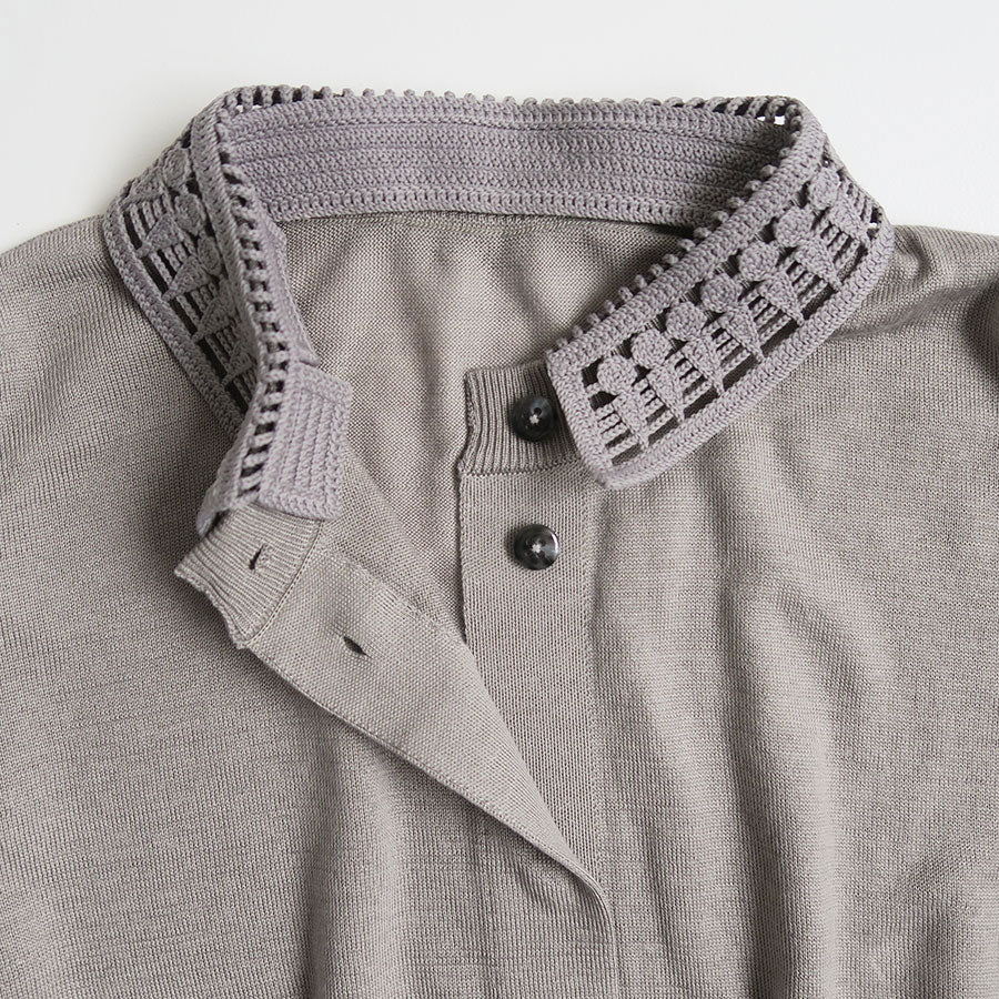 【Mame Kurogouchi/マメ】<br>Detachable Embroidery Collar Knitted Cardigan <br>MM24FW-KN032