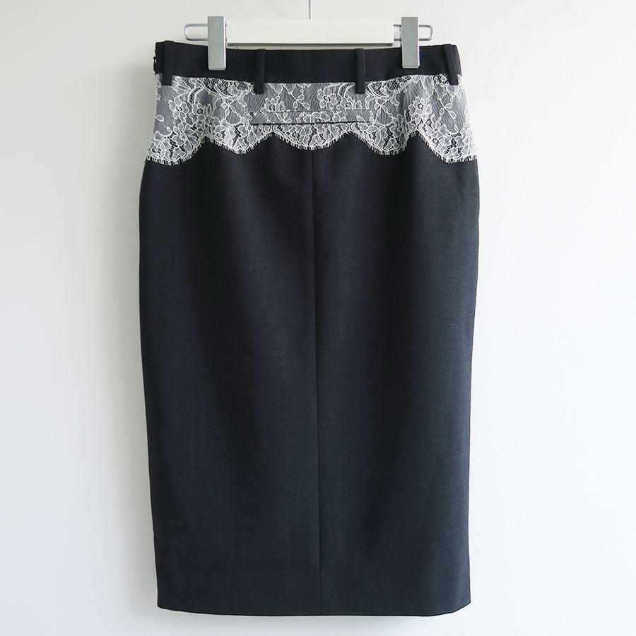 【FUMIKA UCHIDA/フミカウチダ】 <br>SUITING LACE WAIST MIDI SKIRT <br>W-SK003