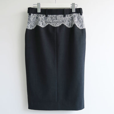 【FUMIKA UCHIDA/フミカウチダ】 <br>SUITING LACE WAIST MIDI SKIRT <br>W-SK003