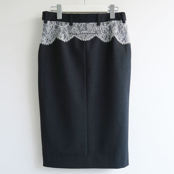 フミカウチダ fumika uchida 34size FUMIKA UCHIDA/フミカウチダ】SUITING LACE WAIST MIDI SKIRT W-SK003