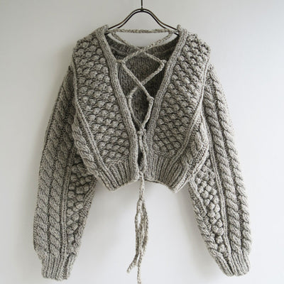 【ERIKOKATORI/エリコカトリ】<br>lace up hand knit <br>EK7-5-2
