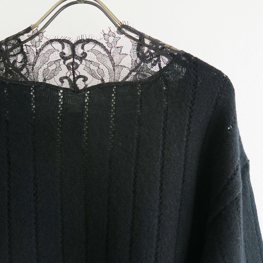 FETICO/フェティコ】OVERSIZED HAIRY LACE PANELED KNIT CARDIGAN