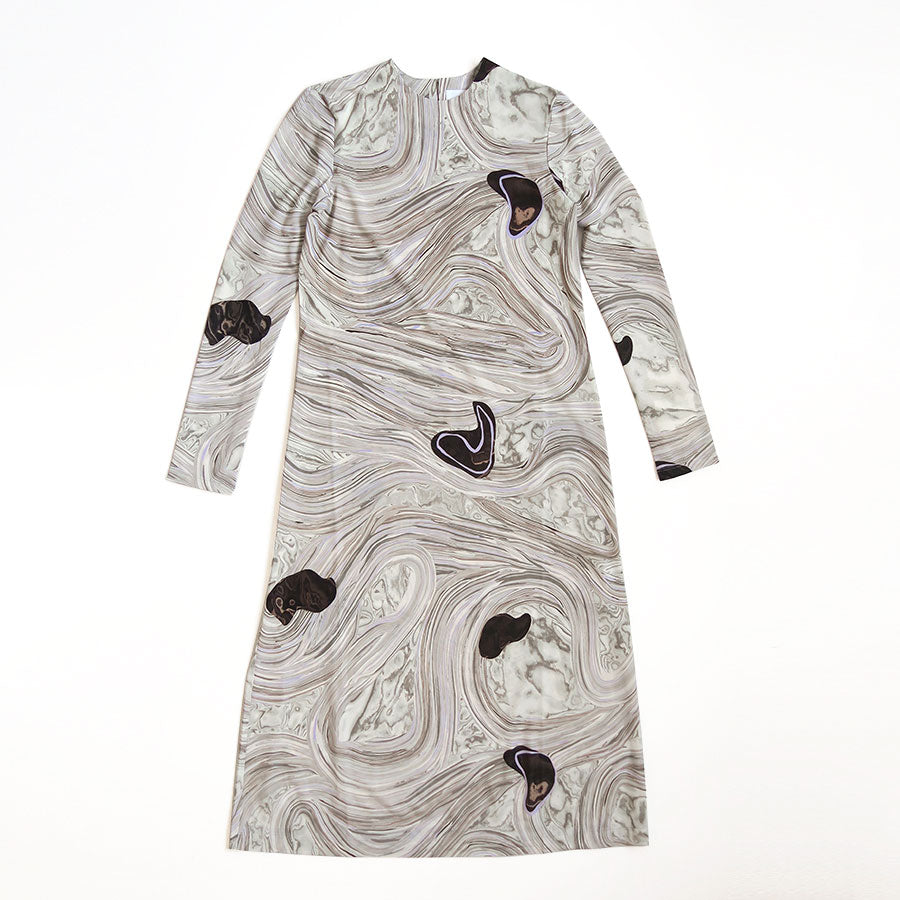 【Mame Kurogouchi/マメ】<br>Marble Print Jersey Dress <br>MM25FW-JS075