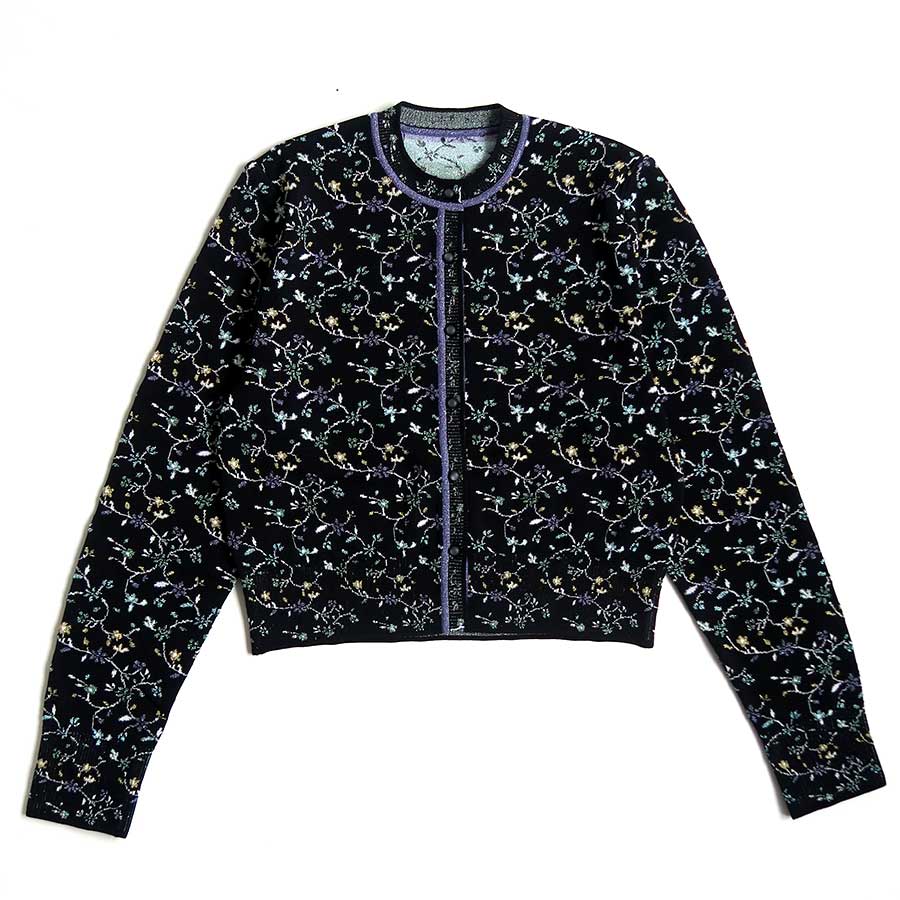 まー Mame Kurogouchi/マメ】Floral Motif Glitter Knit Cardigan MM26SS