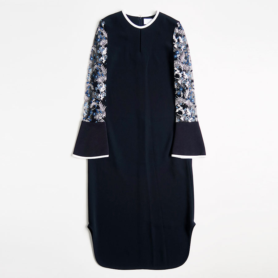 Mame Kurogouchi/マメ】Tulle Lace Sleeve Classic Dress MM26SS-DR098