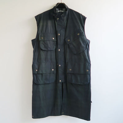 【FUMIKA UCHIDA/フミカウチダ】 <br>OILED TARTAN PLAID SLEEVELESS HUNTER COAT <br>U-OT001