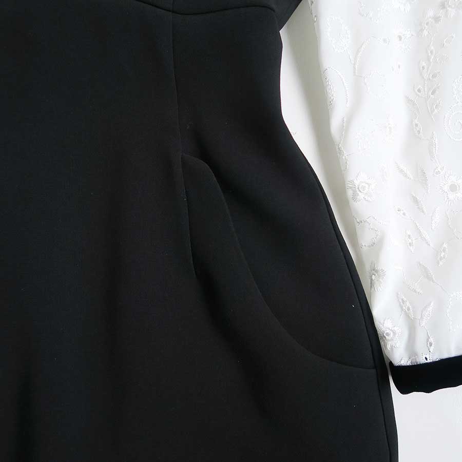 【Mame Kurogouchi/マメ】<br>Triacetate Georgette Embroidery Collar Dress <br>MM25FW-DR102