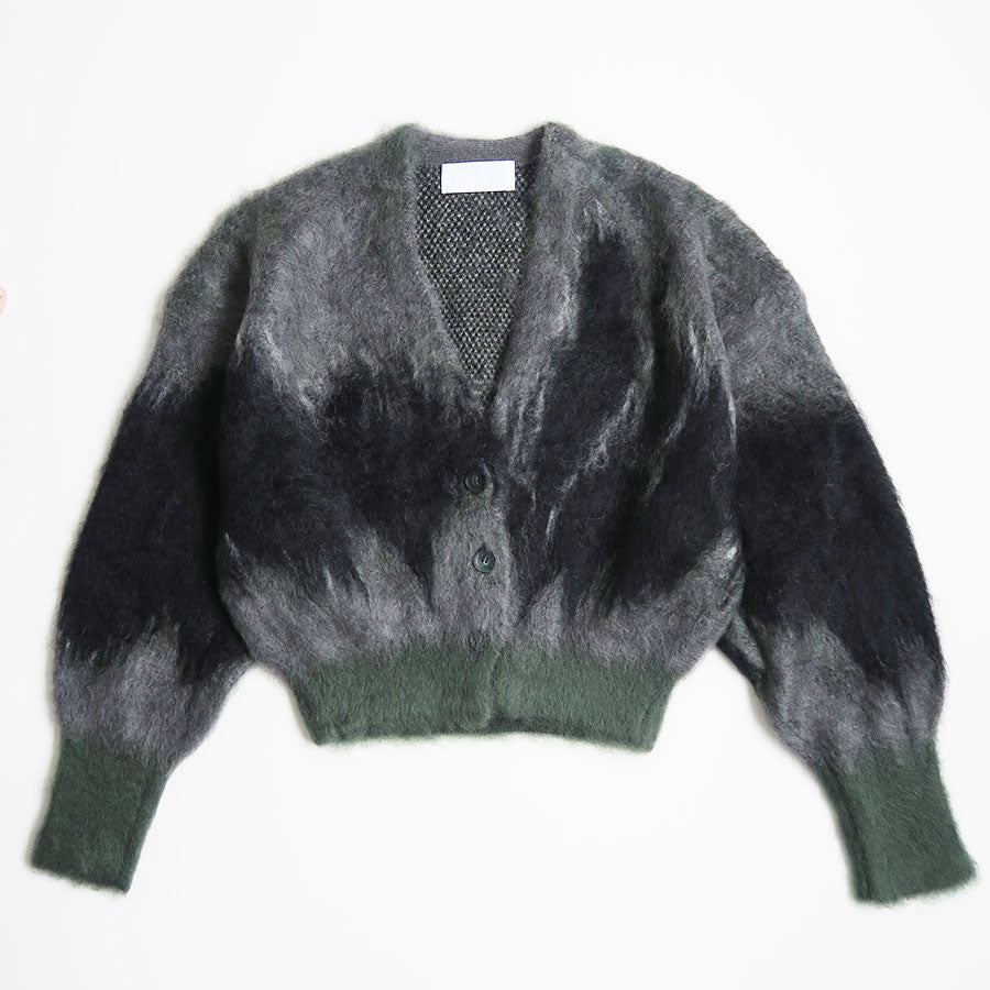 【Mame Kurogouchi/マメ】<br>Drip Glaze Pattern Mohair Knitted Cardigan <br>MM24FW-KN065