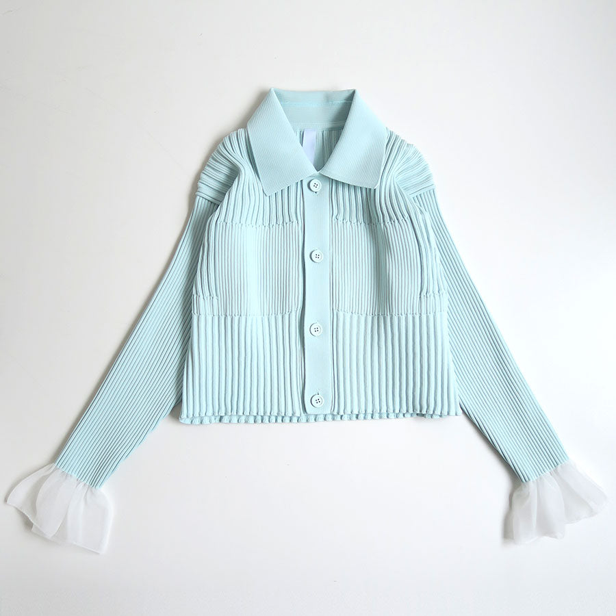 CFCL/シーエフシーエル】FLUTED LUCENT CROPPED SHIRT CARDIGAN