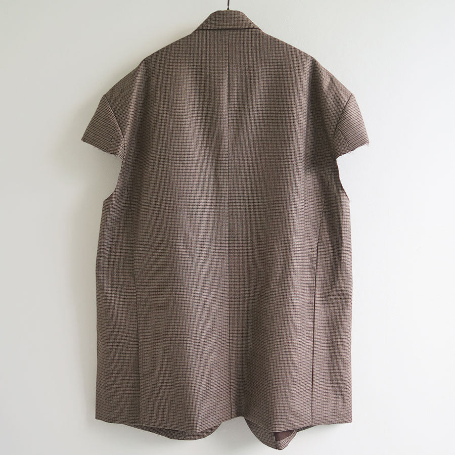 【RYU KAGA/リュウ カガ】<br>Wool flannel cropped chesterfield vest <br>85RC01D