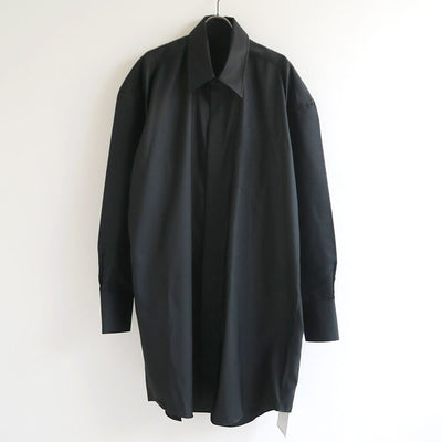 【KISHIDAMIKI/キシダミキ】<br>grosgrain shirt with leather label <br>S4-006