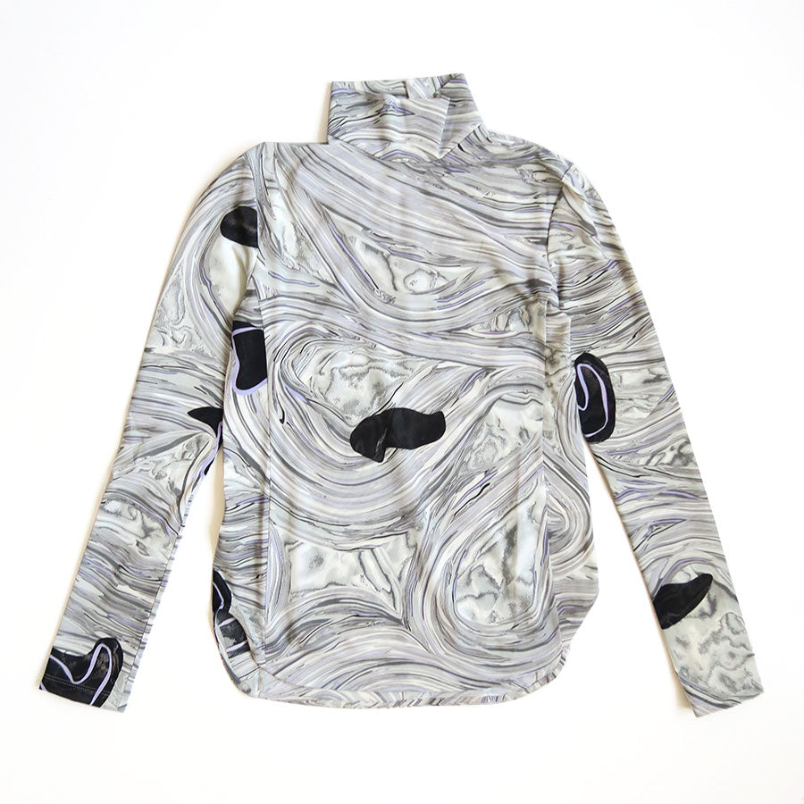 【Mame Kurogouchi/マメ】<br>Marble Print Jersey High Neck Top <br>MM25FW-JS076