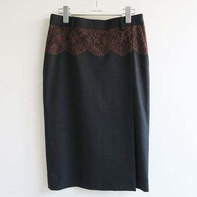 【FUMIKA UCHIDA/フミカウチダ】 <br>SUITING LACE WAIST MIDI SKIRT <br>W-SK003