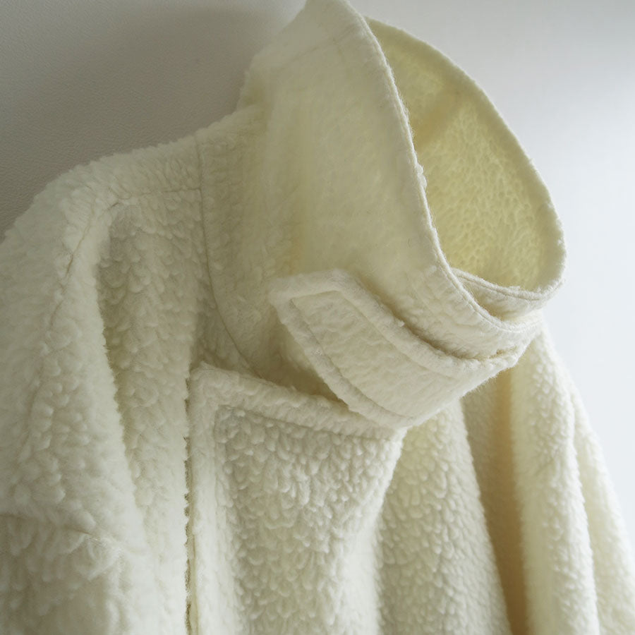 【RYU KAGA/リュウ カガ】<br>Wool boa oversized pea coat <br>85RC03D