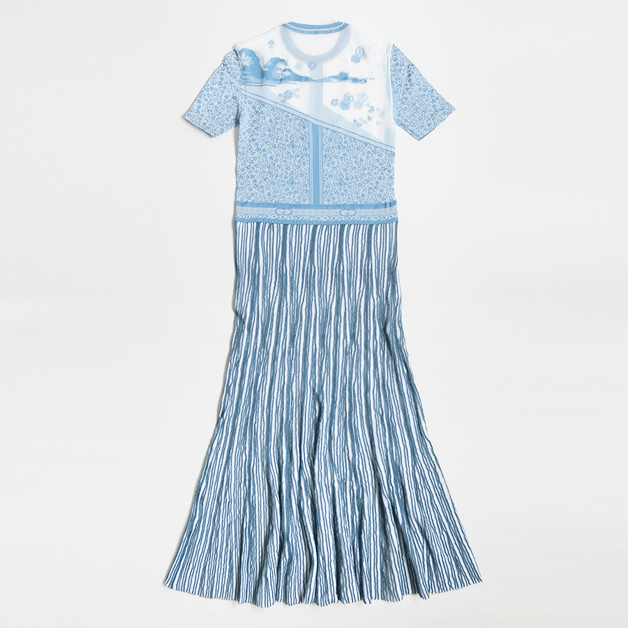 【Mame Kurogouchi/マメ】<br>Landscape Graphic Sheer Knitted Dress <br>MM24SS-KN008