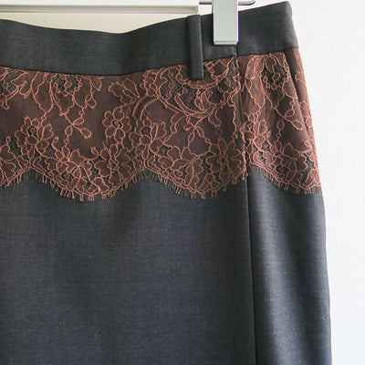 【FUMIKA UCHIDA/フミカウチダ】 <br>SUITING LACE WAIST MIDI SKIRT <br>W-SK003