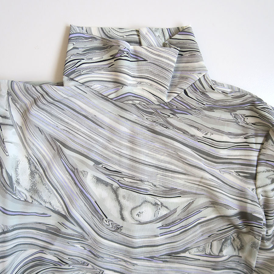 【Mame Kurogouchi/マメ】<br>Marble Print Jersey High Neck Top <br>MM25FW-JS076