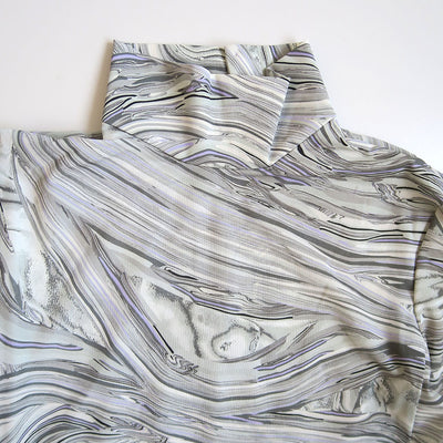 【Mame Kurogouchi/マメ】<br>Marble Print Jersey High Neck Top <br>MM25FW-JS076