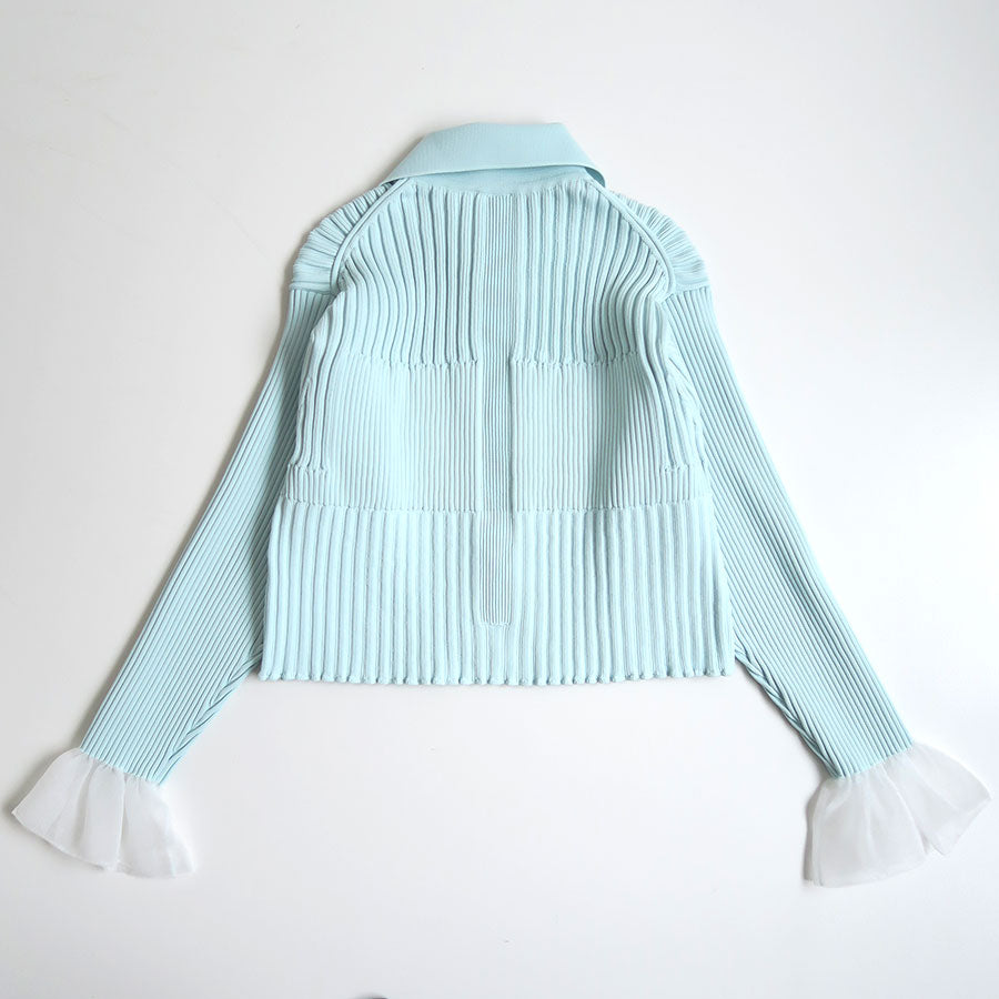 CFCL/シーエフシーエル】FLUTED LUCENT CROPPED SHIRT CARDIGAN