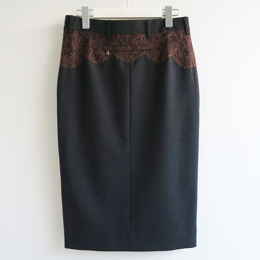 【FUMIKA UCHIDA/フミカウチダ】 <br>SUITING LACE WAIST MIDI SKIRT <br>W-SK003