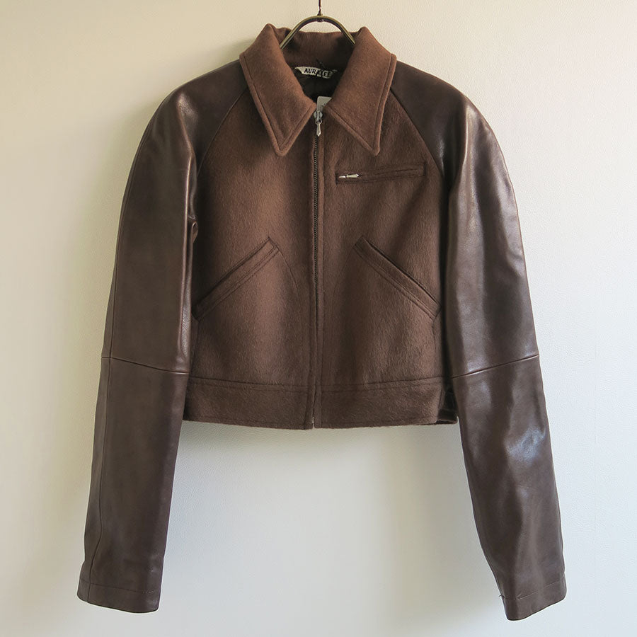【10/3からポイント10%還元】<br>【AURALEE/オーラリー】<br>BABY CAMEL FLANNEL CROPPED ZIP BLOUSON <br>A25AB09BF