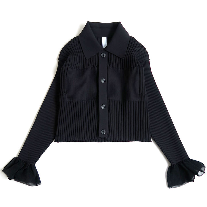 CFCL/シーエフシーエル】FLUTED LUCENT CROPPED SHIRT CARDIGAN