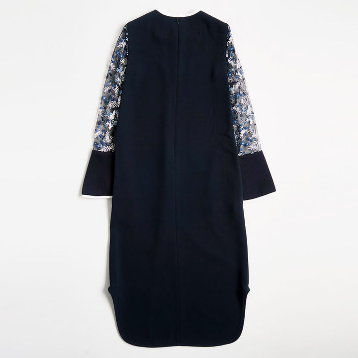 ワンピース Mame Kurogouchi LaceSleeves I-Line Dress Mame Kurogouchi/マメ】Tulle Lace Sleeve Classic Dress MM26SS-DR098
